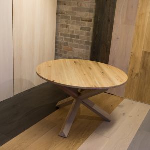 solid oak table in day light